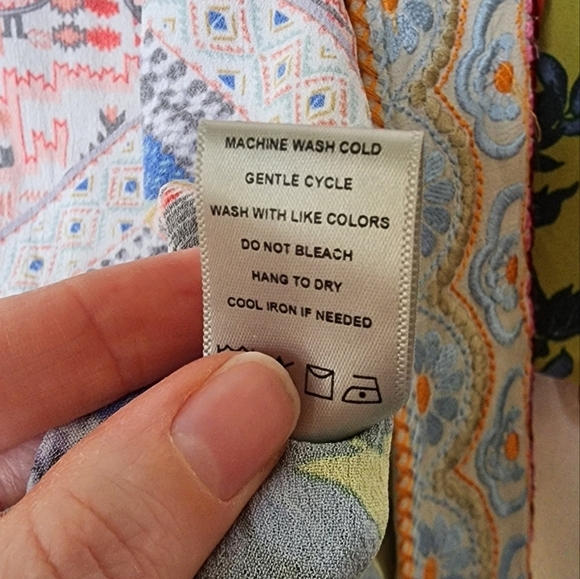 Vincente Boho Mixed Media Print Embroidered Floral Semi Sheer Kimono M - Picture 6 of 6